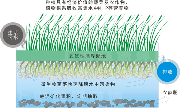 过滤型漂浮湿地污水净化法